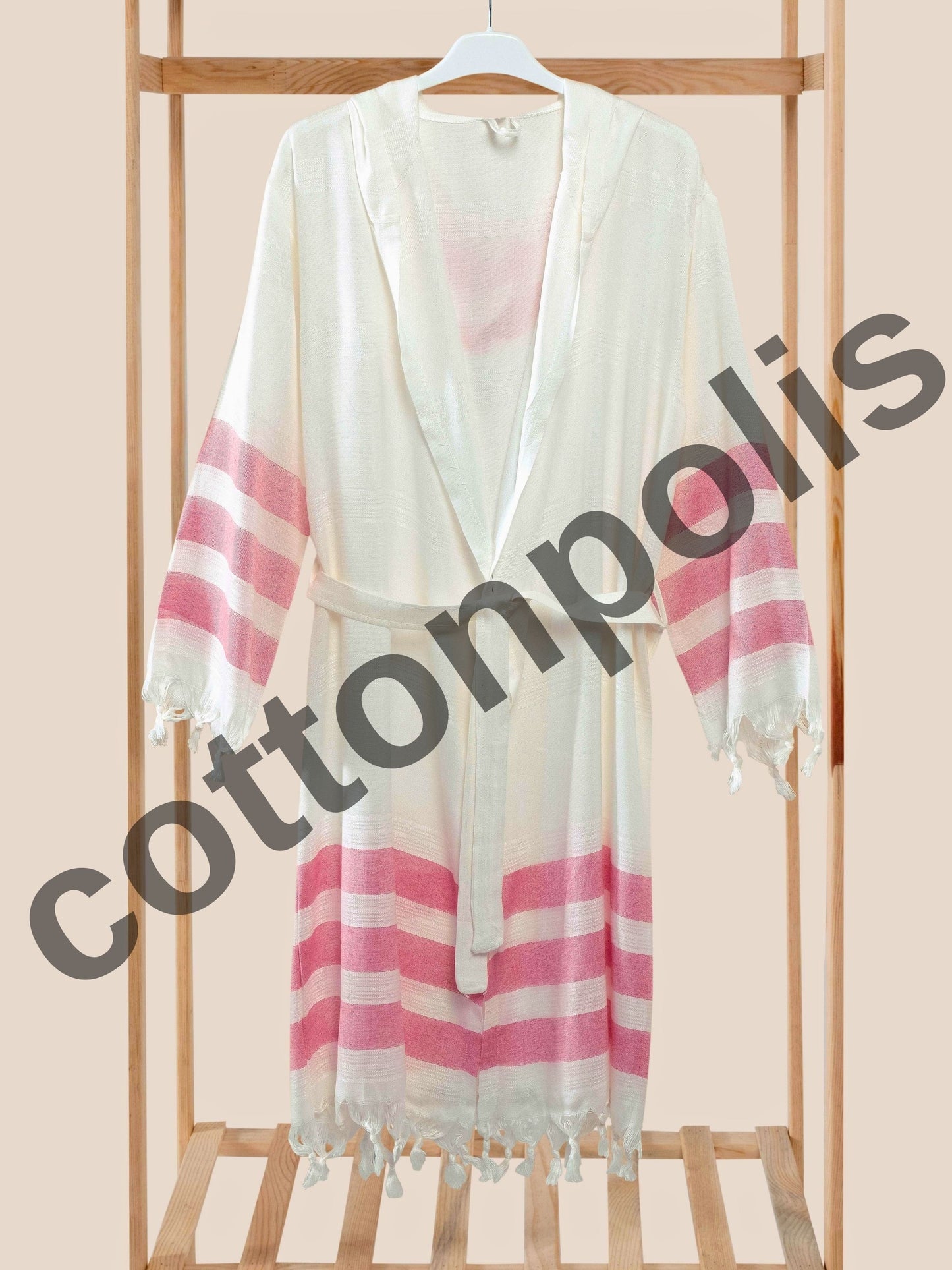 Wholesale Striped Bamboo Muslin Robes and Beach Dress with Hooded by Cottonpolis