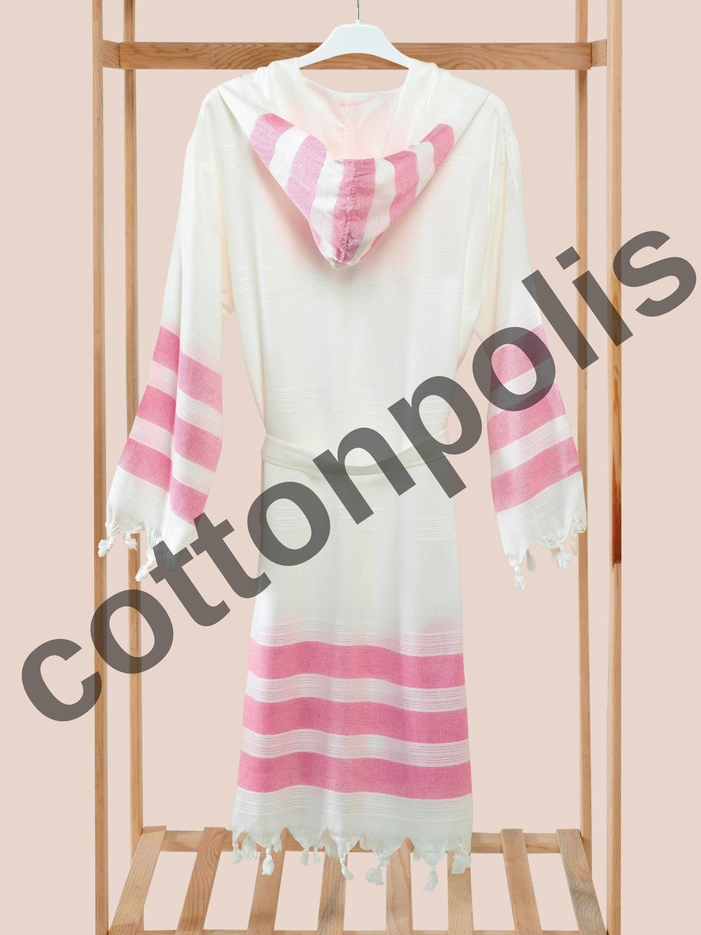 Wholesale Striped Bamboo Muslin Robes and Beach Dress with Hooded by Cottonpolis