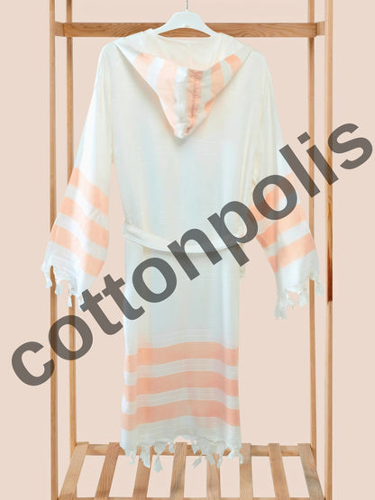 Wholesale Striped Bamboo Muslin Robes and Beach Dress with Hooded by Cottonpolis