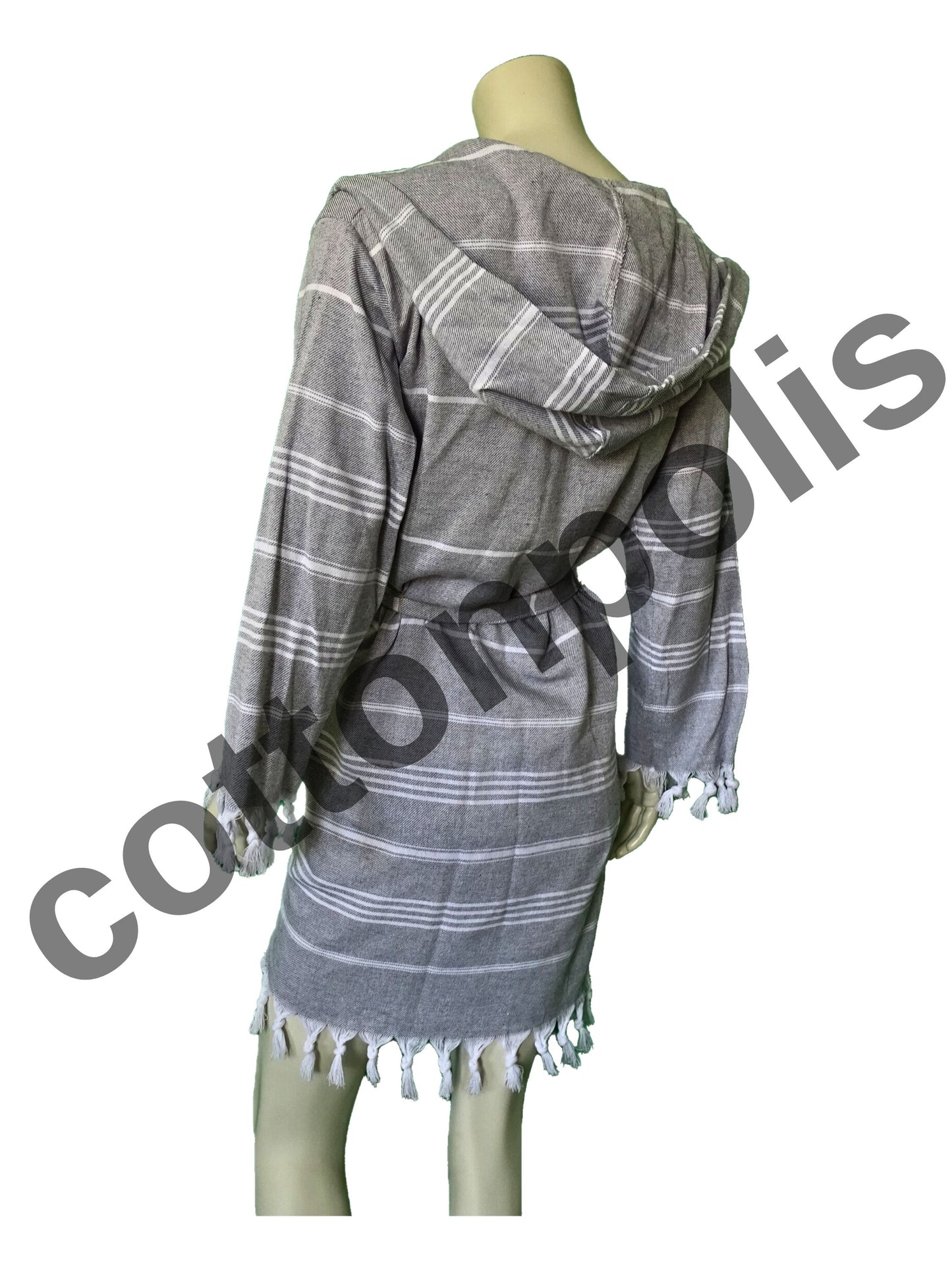 Wholesale Striped Turkish Robe Peshtemal with Hooded 100% Cotton Beachwear by Cottonpolis