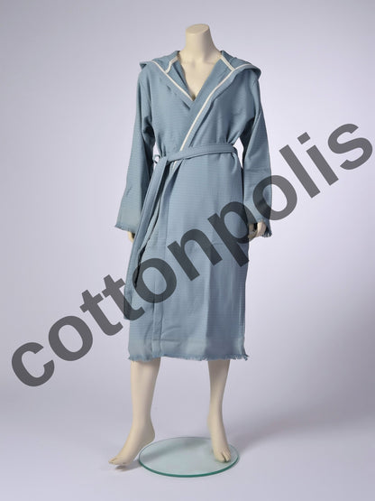 Wholesale Terry Cloth Velvet Robes with Hooded Striped, Luxury 100% Turkish Cotton Bathrobes by Cottonpolis