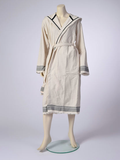 Wholesale Terry Cloth Velvet Robes with Hooded Striped, Luxury 100% Turkish Cotton Bathrobes by Cottonpolis