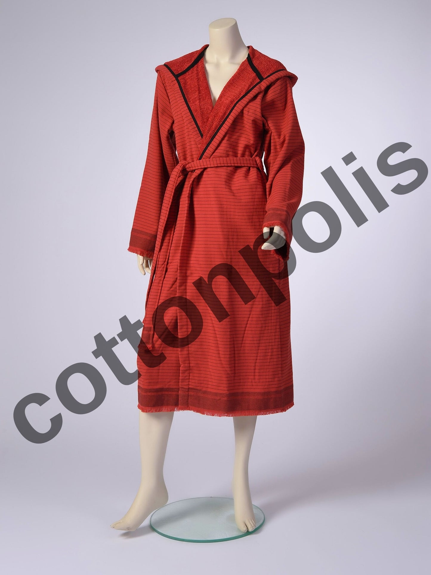 Wholesale Terry Cloth Velvet Robes with Hooded Striped, Luxury 100% Turkish Cotton Bathrobes by Cottonpolis