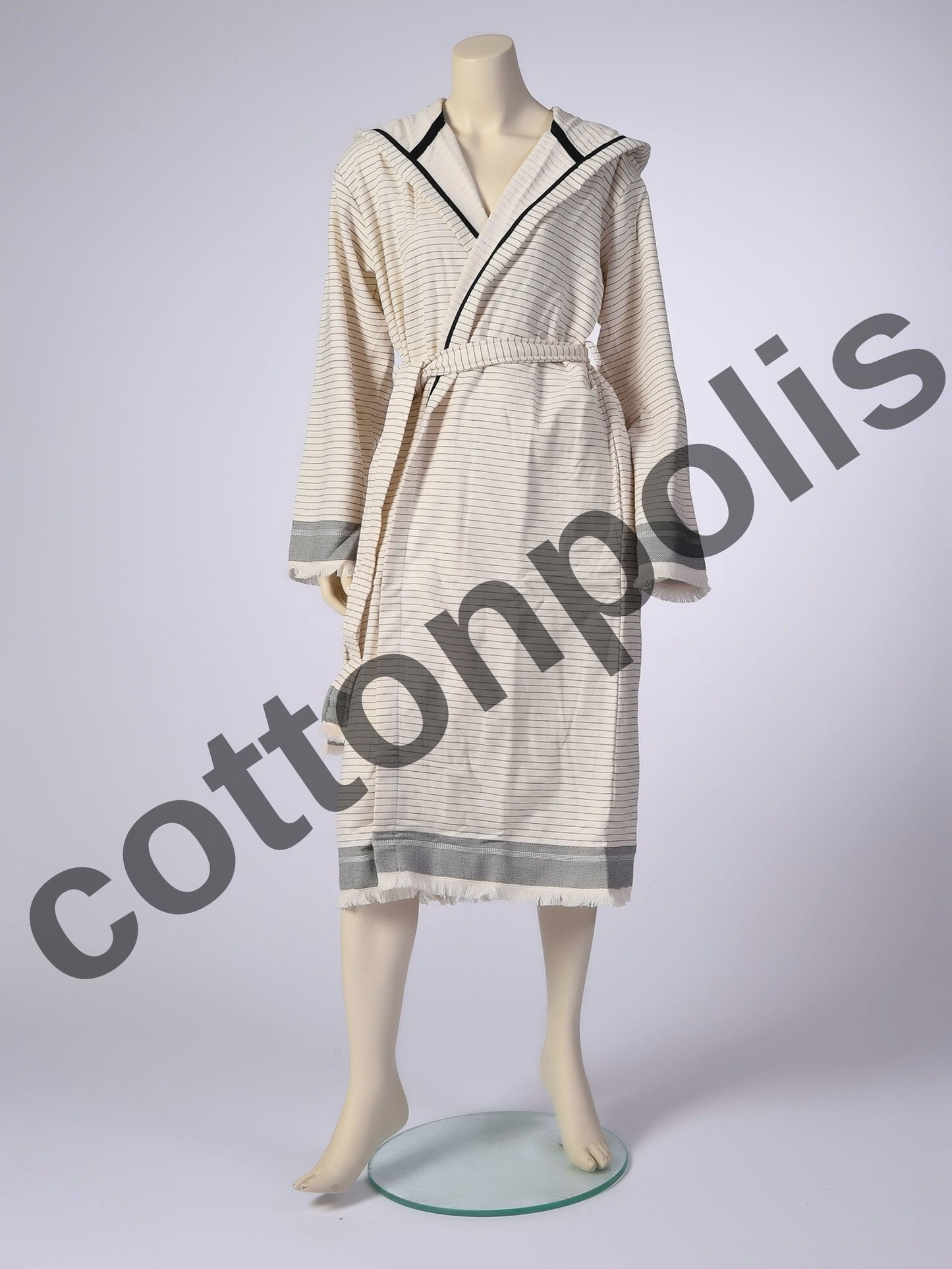 Wholesale Terry Cloth Velvet Robes with Hooded Striped, Luxury 100% Turkish Cotton Bathrobes by Cottonpolis