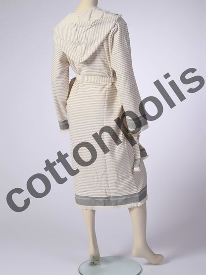 Wholesale Terry Cloth Velvet Robes with Hooded Striped, Luxury 100% Turkish Cotton Bathrobes by Cottonpolis