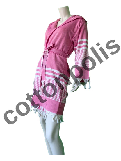 Wholesale Traditional Turkish Robe Peshtemal with Hooded 100% Cotton Beachwear by Cottonopolis