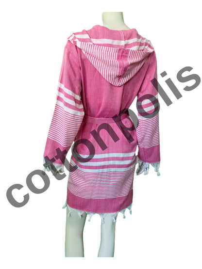 Wholesale Traditional Turkish Robe Peshtemal with Hooded 100% Cotton Beachwear by Cottonopolis