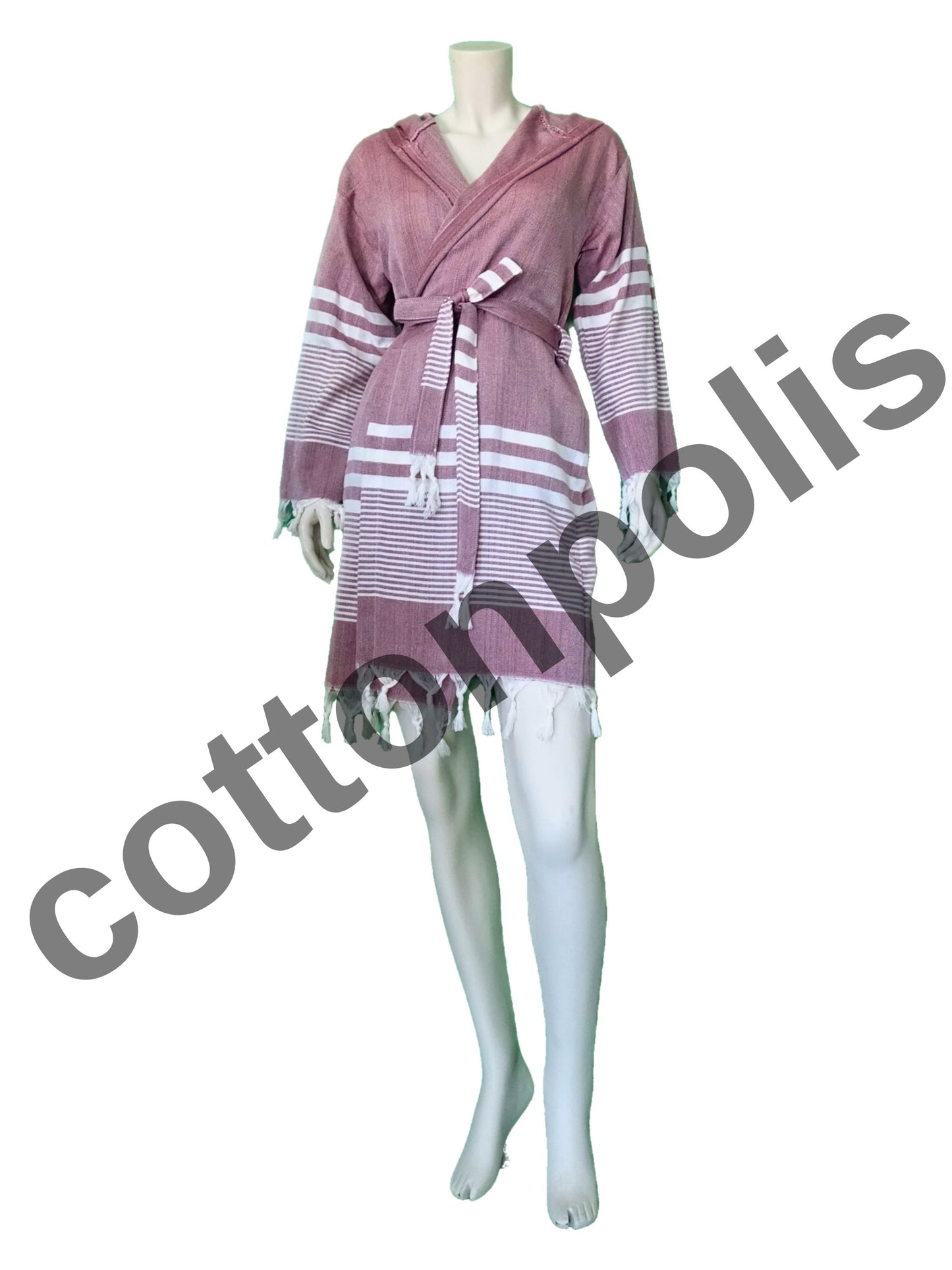 Wholesale Traditional Turkish Robe Peshtemal with Hooded 100% Cotton Beachwear by Cottonopolis