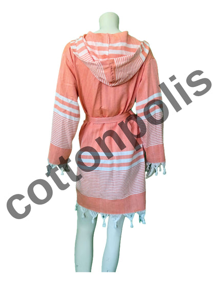 Wholesale Traditional Turkish Robe Peshtemal with Hooded 100% Cotton Beachwear by Cottonopolis