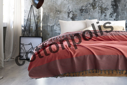 Wholesale Turkish Blankets Diamond Striped Bedspreads 100% Cotton by Cottonpolis