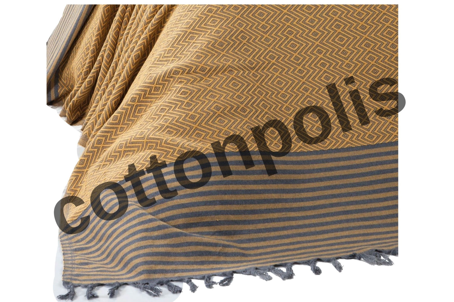 Wholesale Turkish Blankets Diamond Striped Bedspreads 100% Cotton by Cottonpolis