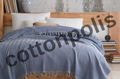 Wholesale Turkish Blankets Herringbone Bedspreads 100% Cotton by Cottonpolis