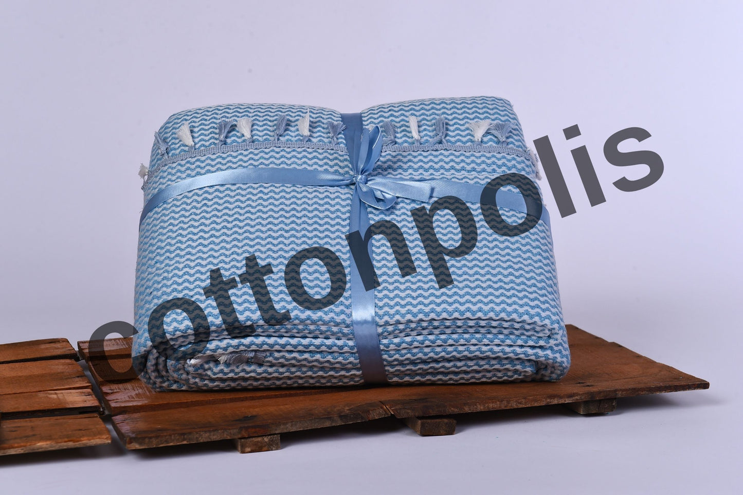 Wholesale Turkish Blankets Zigzag with Pompom Bedspreads 100% Cotton by Cottonpolis