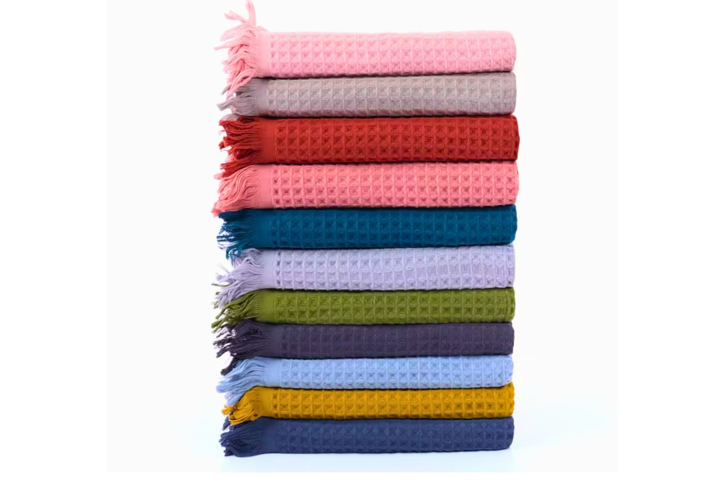 Wholesale Waffle Towel with Fringed for Bathroom 100% Turkish Cotton Towel by Cottonpolis