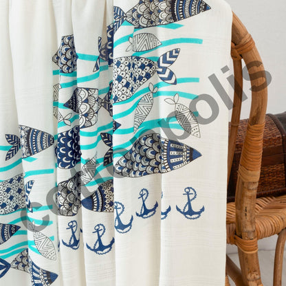 Anchor & Fish - Wholesale Printed Turkish Beach Towels-2