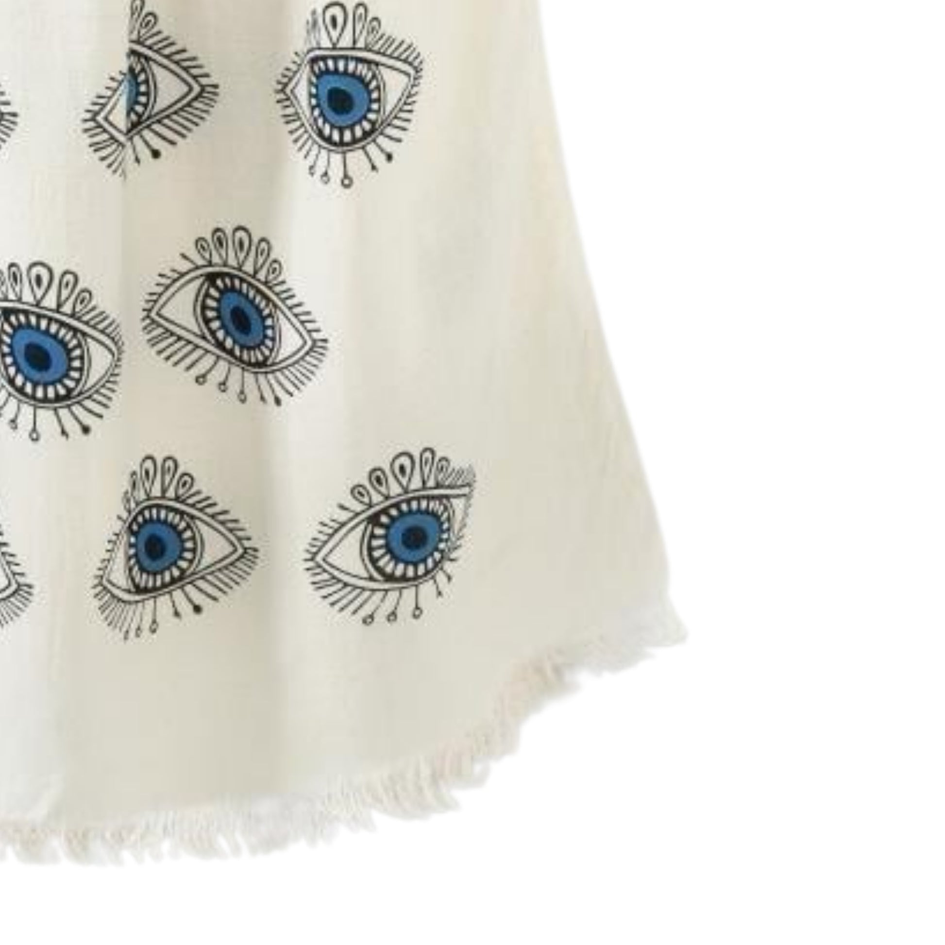 Muslin Turkish Towels Evil Eye Design Blue, Bulk Pack of 10 Peshtemal-3