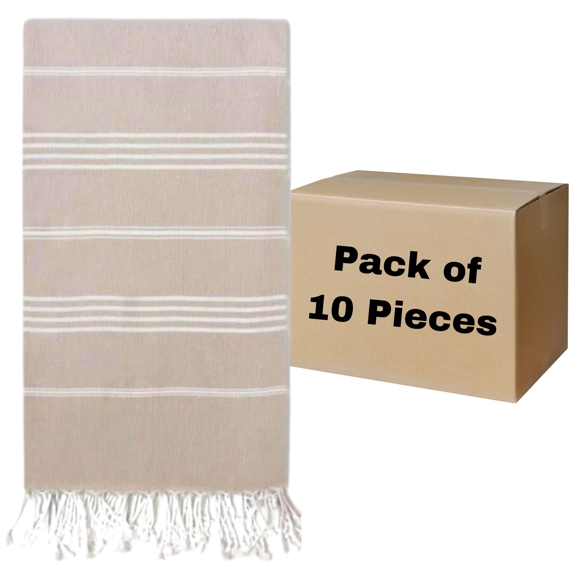 Sultan Turkish Beach Towels, Bulk Pack of 10, Beige-1