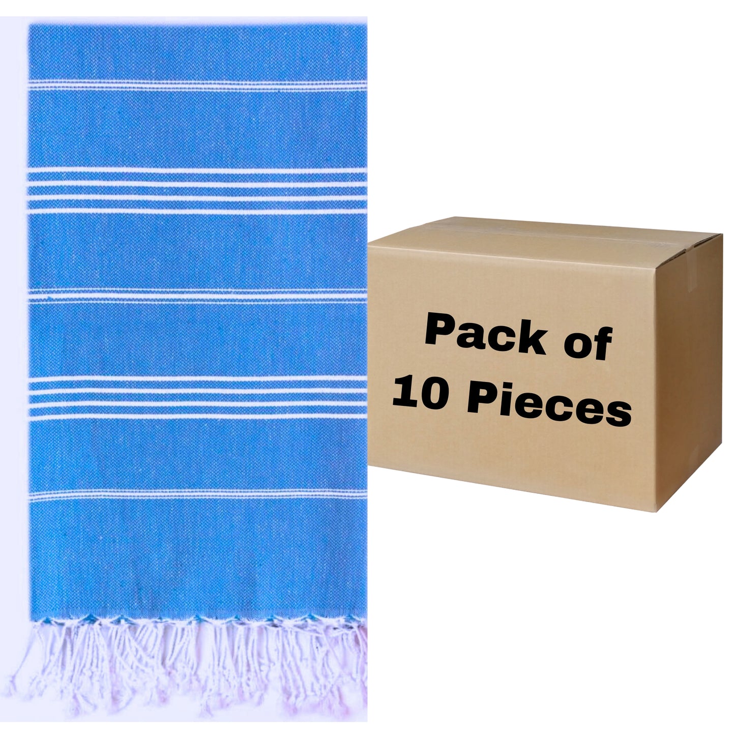 Sultan Turkish Beach Towels, Bulk Pack of 10, Blue-1