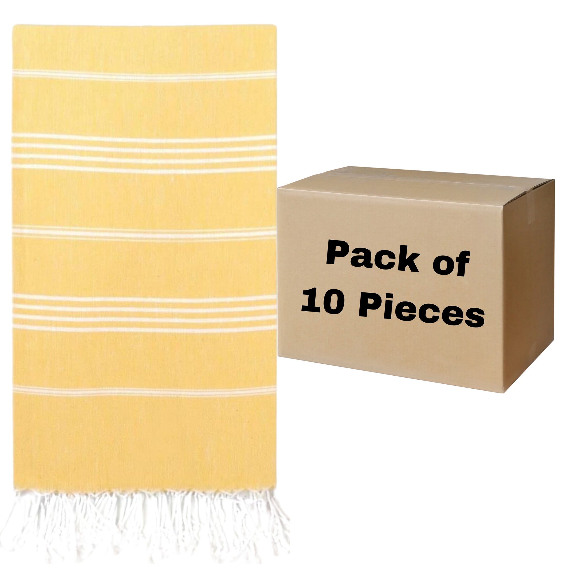 Sultan Turkish Beach Towels, Bulk Pack of 10, Yellow-1